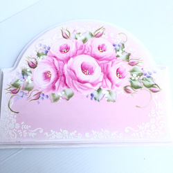 トールペイント☆受注制作ピンクの薔薇とエンボス加工のティッシュ