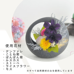 デンファレ、ぽんぽん菊の仏花、お供え花、お悔みに　和風　プリザーブドフラワー（専用クリアケース付き） 9枚目の画像