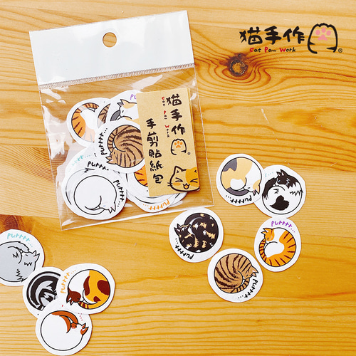 丸猫 」手作りシールセット | 猫手作り | カード用、手帳用 シール 