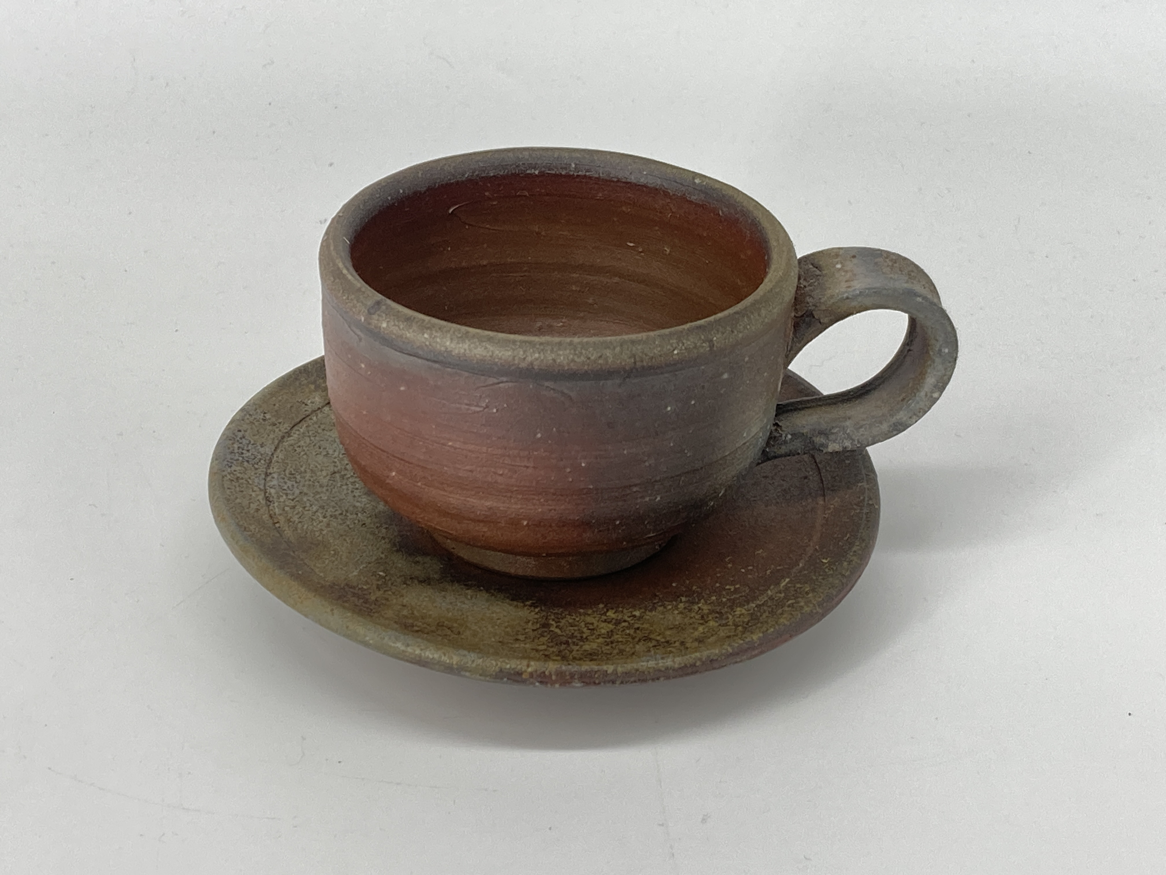 備前焼　コーヒー盌皿　桟切　紙箱入り