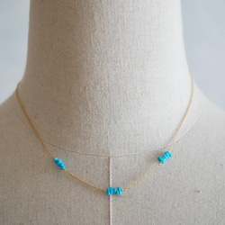 14KGF Sleeping beauty turquoise station necklace 第2張的照片