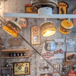 バーガーズカフェ シーリングライト  3連結式 天井照明   バーガーライト  #ハンバーガー #アメリカンダイナー 3枚目の画像