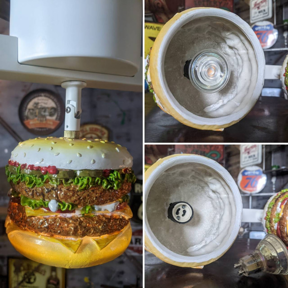 バーガーズカフェ シーリングライト  3連結式 天井照明   バーガーライト  #ハンバーガー #アメリカンダイナー 11枚目の画像