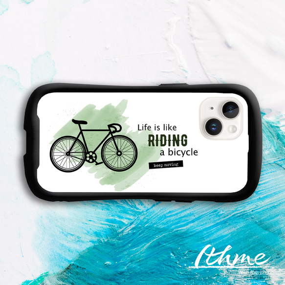 自転車 / GREEN ★ 名入れ可【スマホケース・耐衝撃グリップ iphone カバー】 1枚目の画像