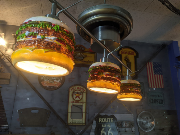 アメリカンダイナー バーガーズカフェ シーリングライト 3連結式 天井