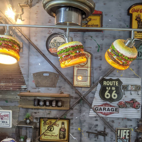 アメリカンダイナー バーガーズカフェ シーリングライト 3連結式 天井