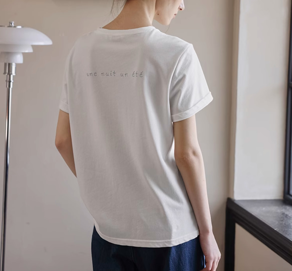 夏の半袖Tシャツ　刺繍入り　コットン　二色 18枚目の画像