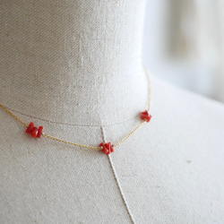 14KGF  Natural Sardinia red coral  station necklace 第1張的照片