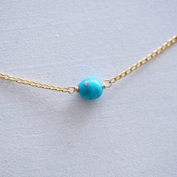 14KGF Natural shape Sleeping beauty turquoise necklace. 第3張的照片