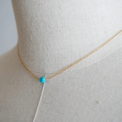 14KGF Natural shape Sleeping beauty turquoise necklace. 第4張的照片