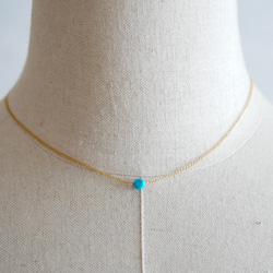 14KGF Natural shape Sleeping beauty turquoise necklace. 第2張的照片