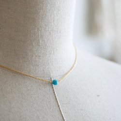 14KGF Natural shape Sleeping beauty turquoise necklace. 第1張的照片