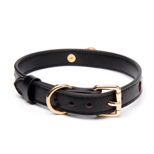 ハート型にくり抜かれた鈴付き本牛革チョーカー CHOKER 可愛い ハート