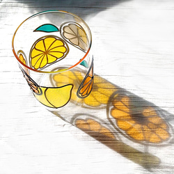 レモンオレンジのガラスポット ステンドグラス風キャニスター 9枚目の画像