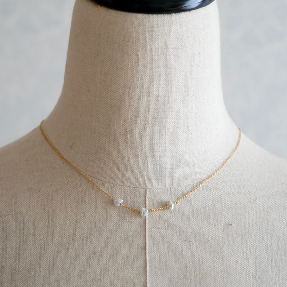 14KGF Akoya keshi pearl Station necklace -3 第5張的照片