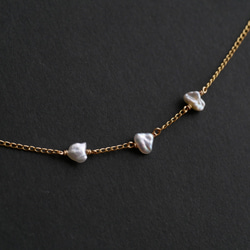 14KGF Akoya keshi pearl Station necklace -3 第3張的照片