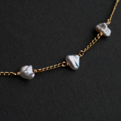 14KGF Akoya keshi pearl Station necklace -3 第2張的照片