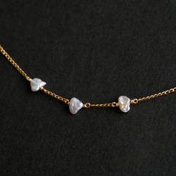 14KGF Akoya keshi pearl Station necklace -3 第4張的照片