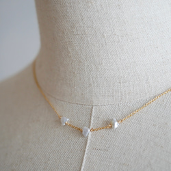 14KGF Akoya keshi pearl Station necklace -3 第1張的照片