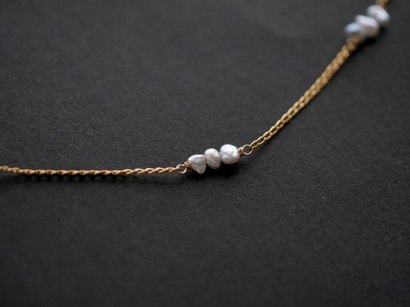 14KGF Akoya keshi pearl station necklace 3 第8張的照片