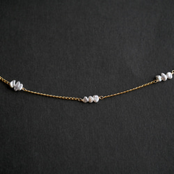 14KGF Akoya keshi pearl station necklace 3 第3張的照片