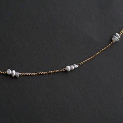 14KGF Akoya keshi pearl station necklace 3 第4張的照片