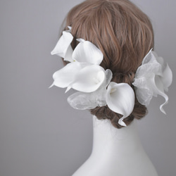 NEW!  ホワイトカラーのシンプルで上品なヘアアクセサリー　ヘッドドレス　ウェディング　成人式　卒業式　ヘアパーツ　 2枚目の画像