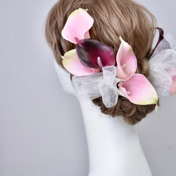 NEW!  ピンクカラーのシンプルで上品なヘアアクセサリー　ヘッドドレス　ウェディング　成人式　卒業式　ヘアパーツ　 2枚目の画像