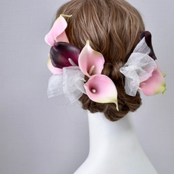 NEW!  ピンクカラーのシンプルで上品なヘアアクセサリー　ヘッドドレス　ウェディング　成人式　卒業式　ヘアパーツ　 1枚目の画像