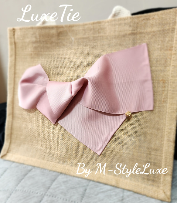 ジュートバック　M-styleluxe Luxe Tie リュクスタイ　くすみピンク 2枚目の画像