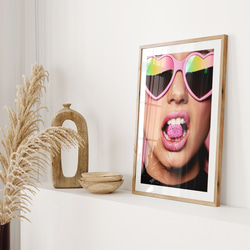 キュート ハートサングラス ピンク / インテリアポスター 海外アート / 4970 3枚目の画像