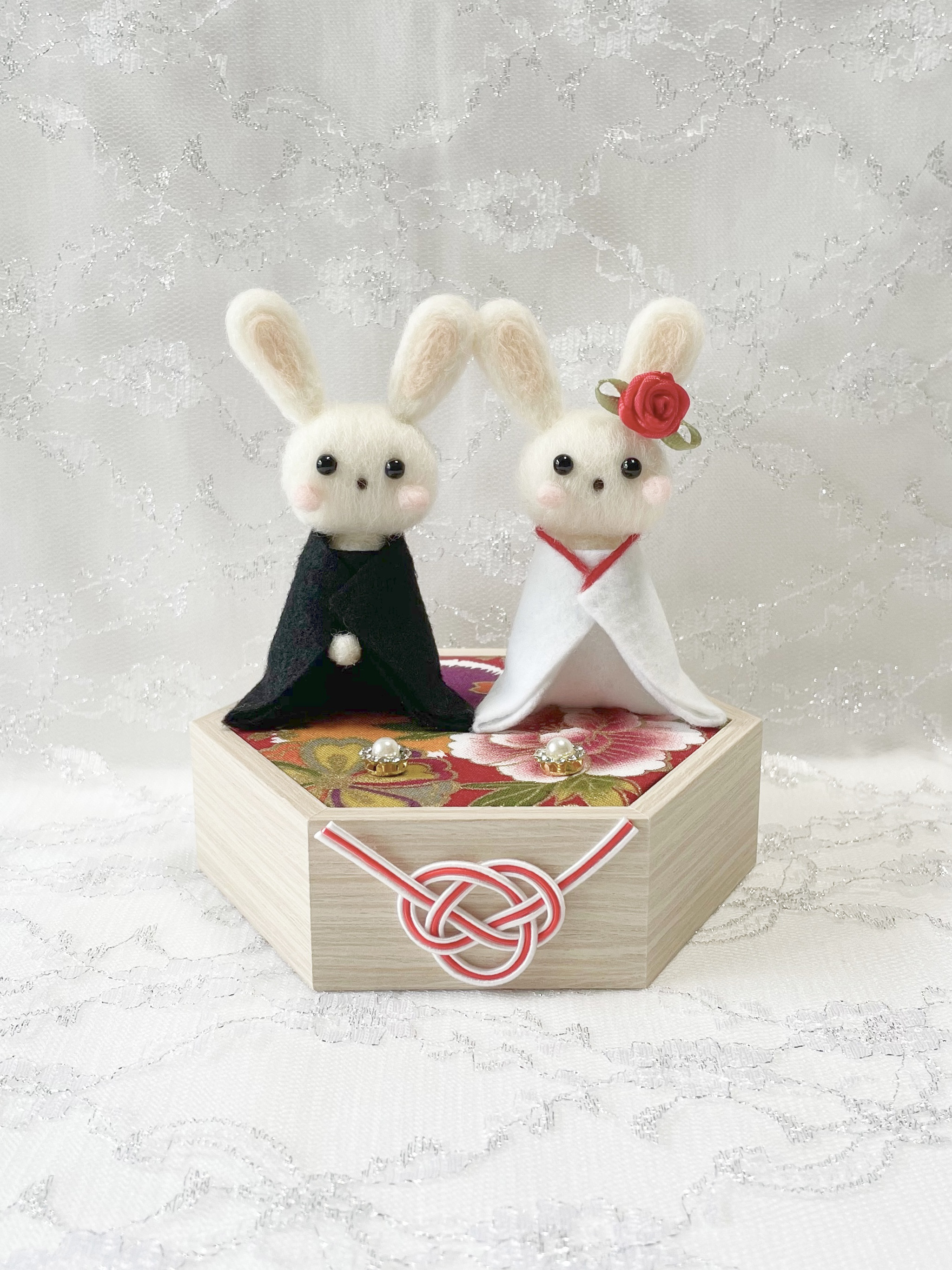 新郎新婦和装人形BIGサイズとリングピロー 新郎新婦和装人形BIGサイズとリングピロー