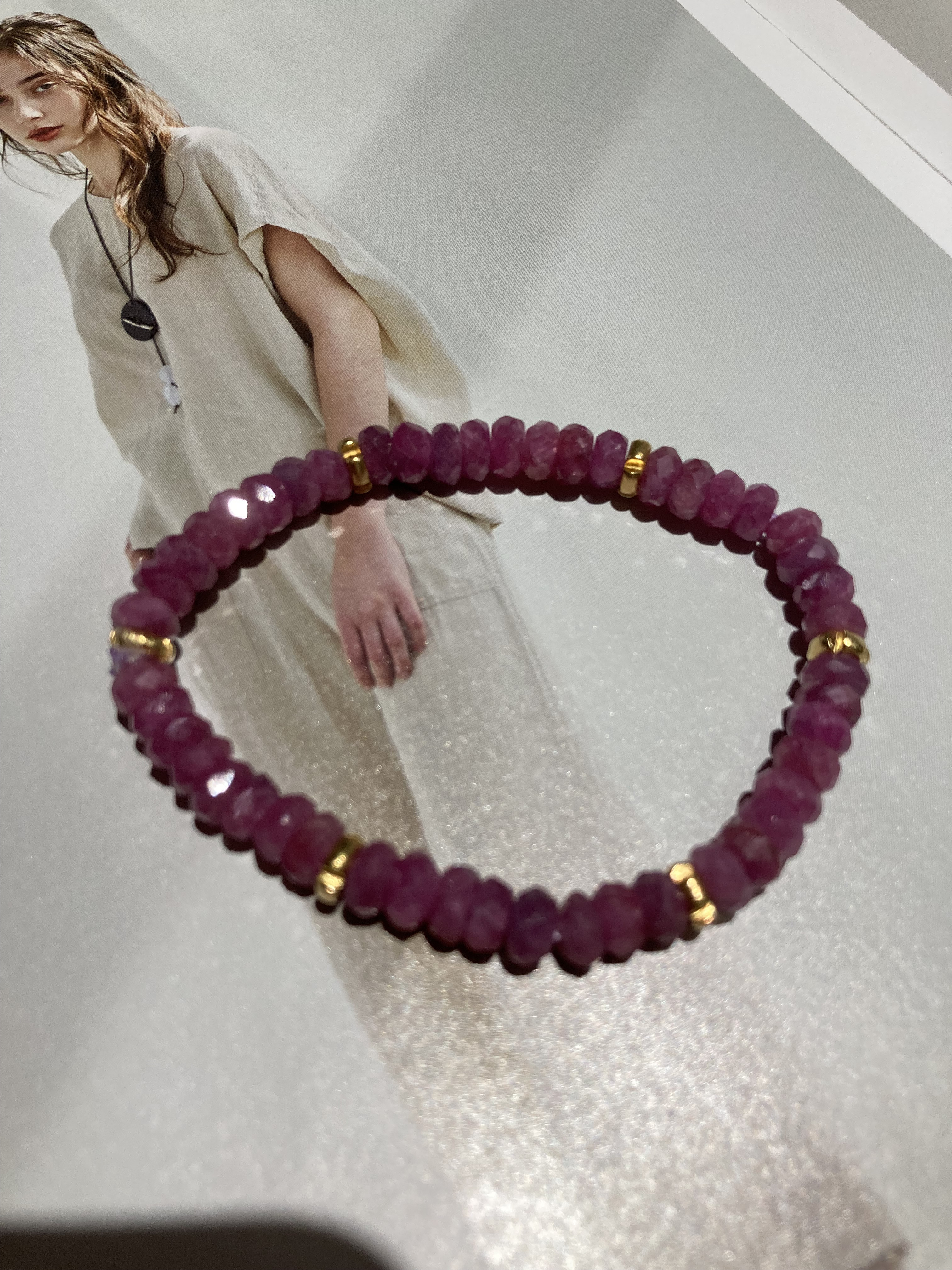 天然石ルビーボタンカットのブレスレット(送料無料)