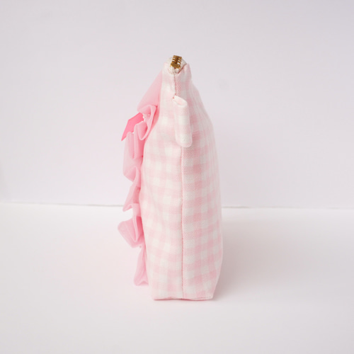 キッズポシェット（ピンク系）♡入園入学プレゼント♡編み上げリボン