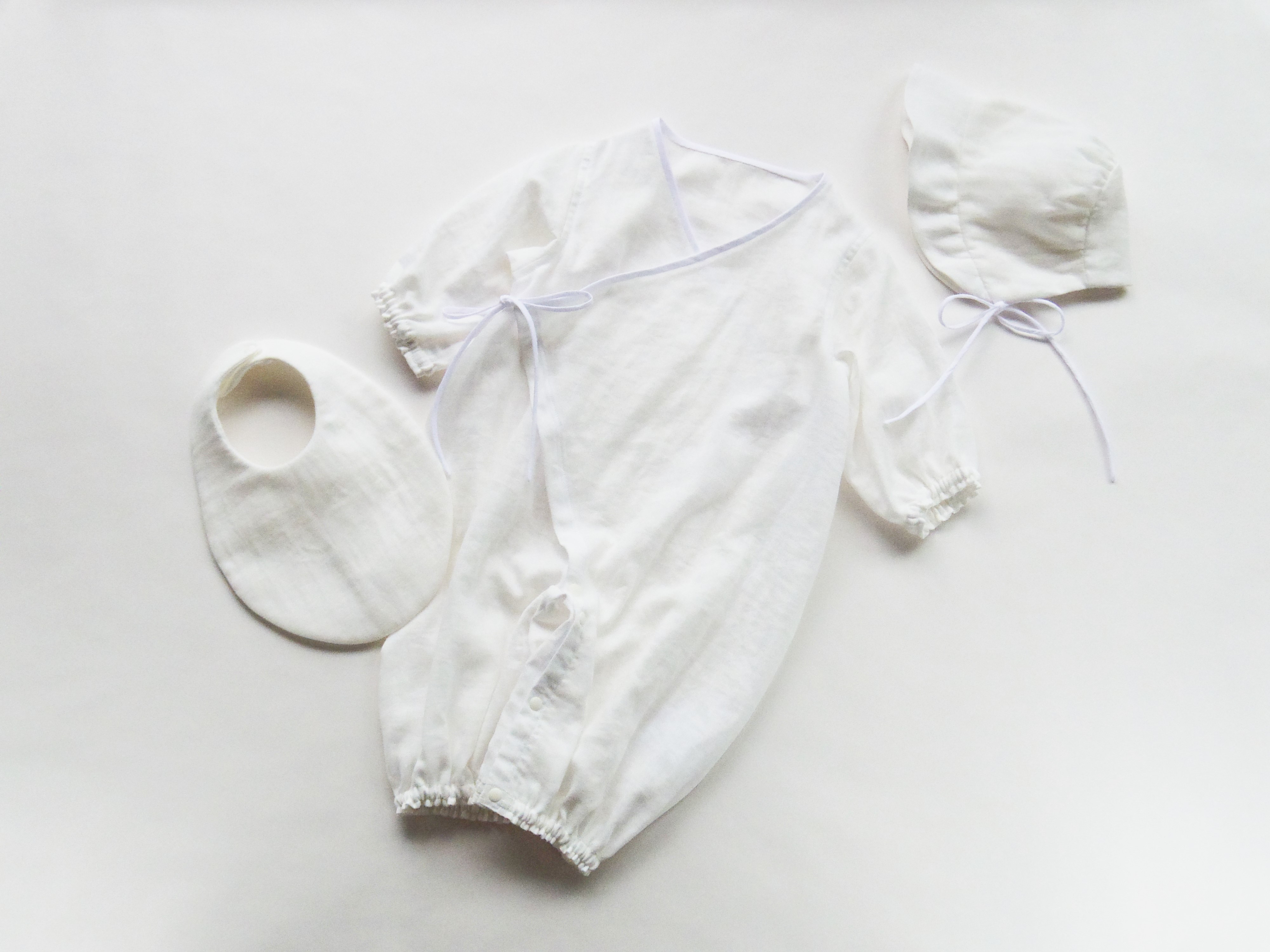 【新生児服】国産ダブルガーゼ カシュクール ツーウェイオール 3点 セット　レース無し 8,640円