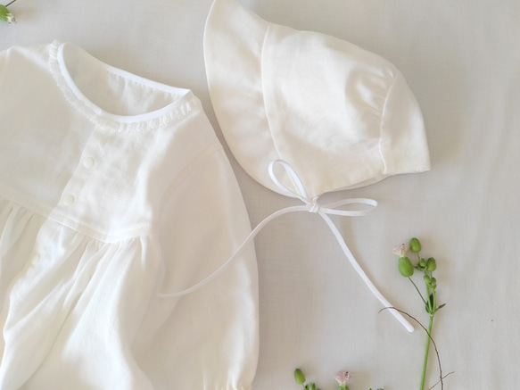 【特集掲載】【新生児服】国産 ダブルガーゼ 丸襟 ツーウェイオール 3点 セット｜出産祝い・退院着・お宮参り・マンスリー 3枚目の画像