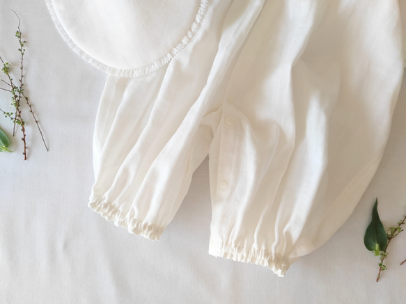 【特集掲載】【新生児服】国産 ダブルガーゼ 丸襟 ツーウェイオール 3点 セット｜出産祝い・退院着・お宮参り・マンスリー 5枚目の画像