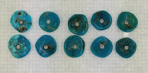 ターコイズ　2.0ミリ　SV925ベゼル製キュービックジルコニアをセット　１０石セット（C）　天然石 1枚目の画像