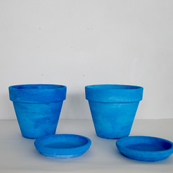 青の中の青。ブルーブルー　青い植木鉢　リム型ポットM＋トレイ　Blue blue 3枚目の画像
