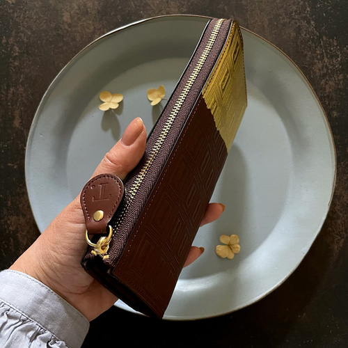 革のチョコ長財布 スイート（金の包み紙） 長財布 trooms 通販