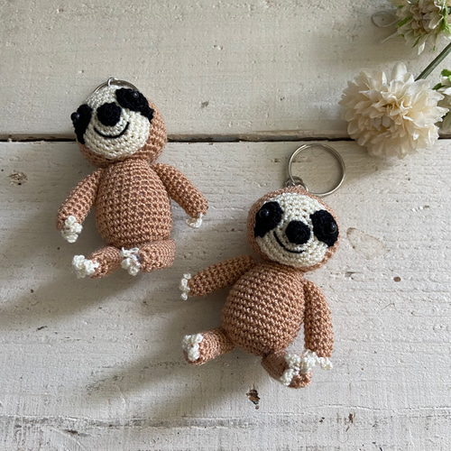 オリジナル ナマケモノ なまけもの 編みぐるみ キーホルダー 1点