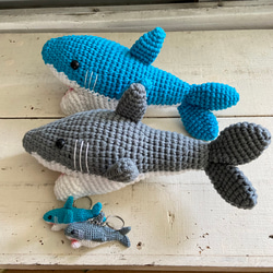 オリジナル 大きな サメ シャーク 編み 編みぐるみ 8枚目の画像