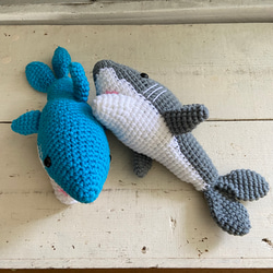 オリジナル 大きな サメ シャーク 編み 編みぐるみ 3枚目の画像