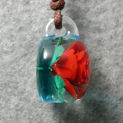赤バラ とんぼ玉 ガラス ネックレス No2253 5枚目の画像