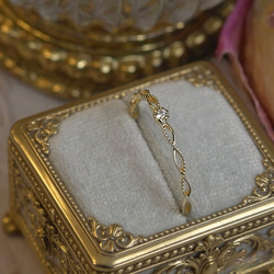 再販400ケ超！透かし細工　小さい星ダイヤ　細目　14金仕上げリング　フリーサイズ 2枚目の画像