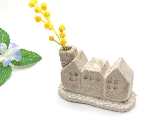 作家物 一輪挿し ドライフラワー インテリア オブジェ 花器 三連おうちの一輪挿し 素焼き ドライフラワー 造花用 フラワー