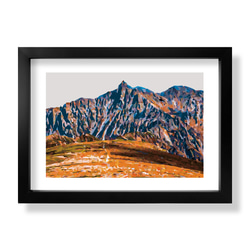 双六岳 ポスター A4 イラスト 山 登山 アウトドア フレームなし 1枚目の画像
