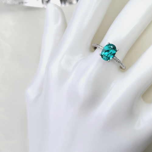 受注制作 ネオンブルー パライバトルマリン 人工石 8x6mm ハーフ