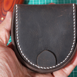 BIG大容量新番完全手縫い牛革 （馬蹄型）半円型 コインケース 携帯便利ヴィンテージ 1枚目の画像