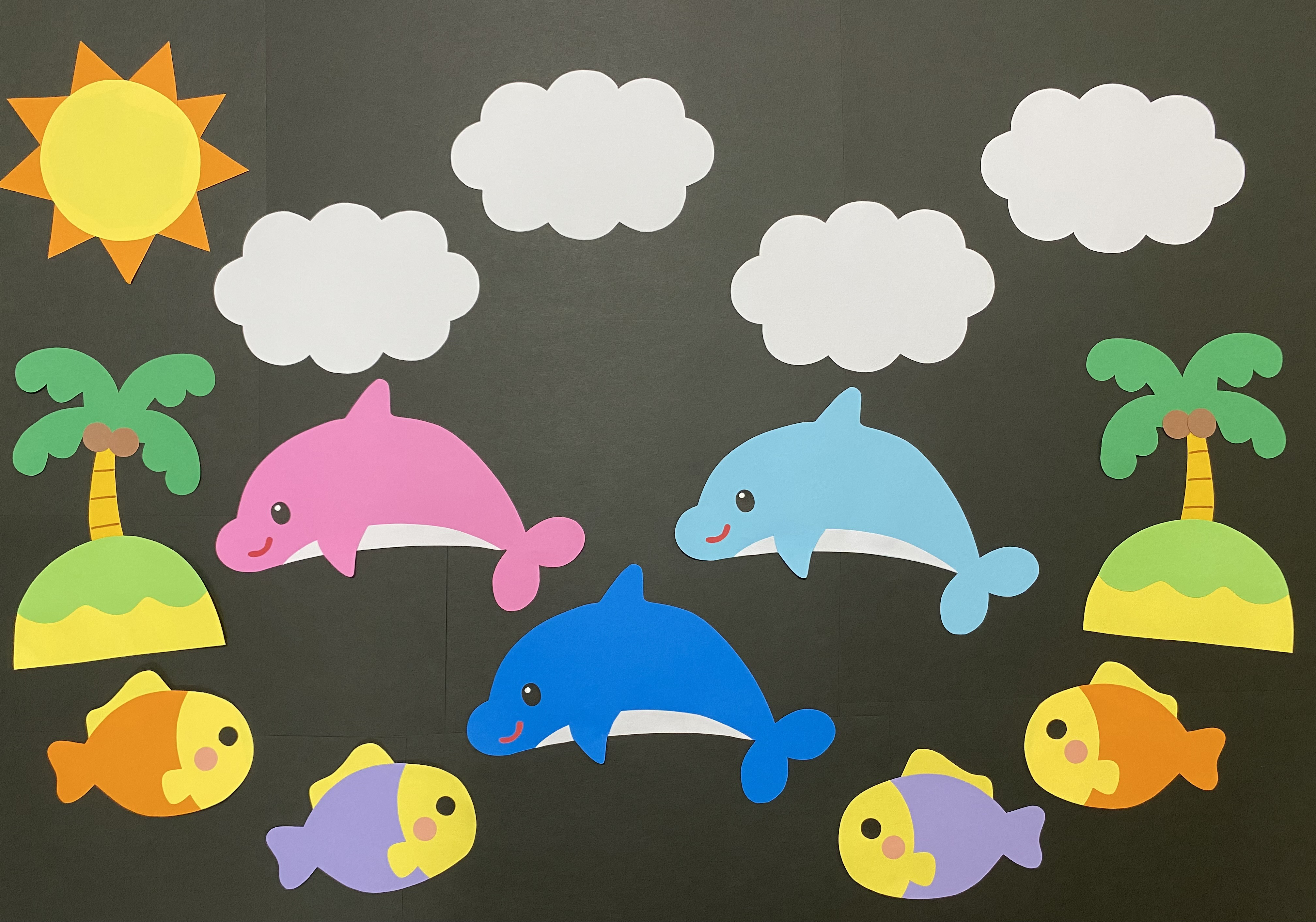 専用ページ　壁面飾り 夏の壁面飾り いるか ヤシの木 海 7月 8月 その他素材 misa☆壁面